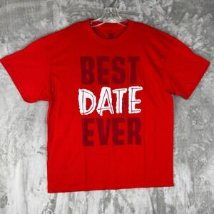 Mad Engine Red Best Date‎ Ever Graphic T Shirt Size Large